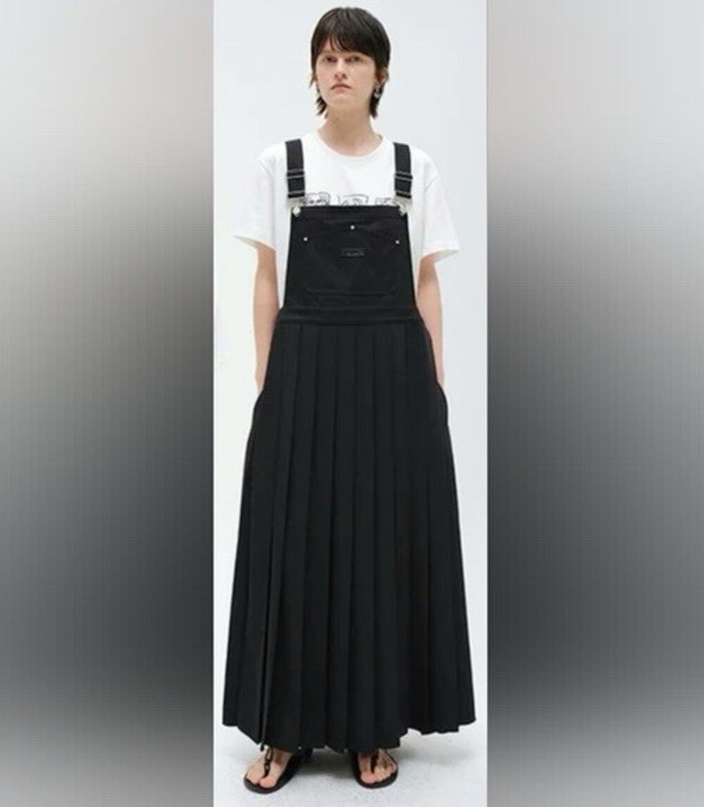 INFFTRU Minimalist Black Overall Maxi Dress Normore Contemporary Artsy Size 36